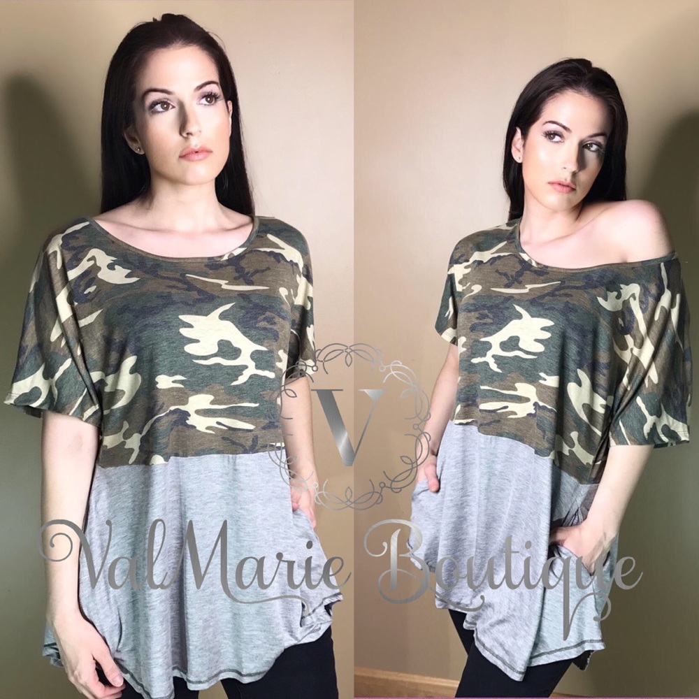 LAST 1- Color Block Camo Top - Picture 4 of 6